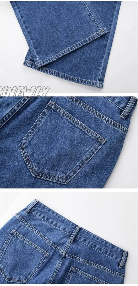 Women’s Pants Baggy Jeans Women Fashion Denim Trousers Straight Leg Y2K High Waist Loose Blue