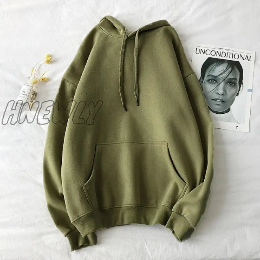 Women’s Solid Color Sweatshirts Drawstring Casual Full Sleeve Hooded Pullovers Autumn Winter