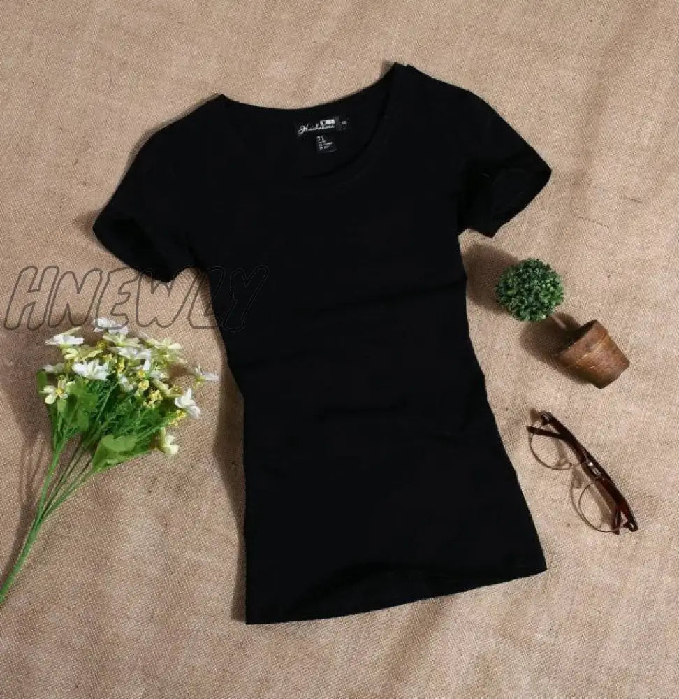 Women’s T Shirt Women Short Sleeved Slim Solid Color Simple Pure Tee Womens T - Shirt For Female