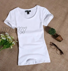 Women’s T Shirt Women Short Sleeved Slim Solid Color Simple Pure Tee Womens T - Shirt For Female