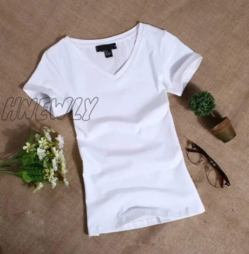 Women’s T Shirt Women Short Sleeved Slim Solid Color Simple Pure Tee Womens T - Shirt For Female