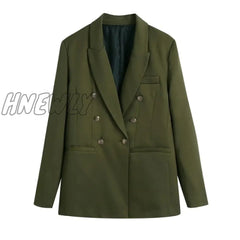 Xikom Women Two - Piece Set Vintage Green Office Lady Double Breasted Blazer Coat Female Casual