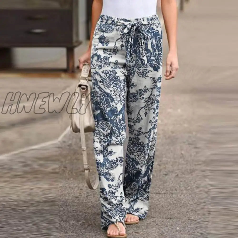 Zanzea Kaftan Spring Pants Women’s Printed Trousers Casual Elastic Waist Pantalon Palazzo Female