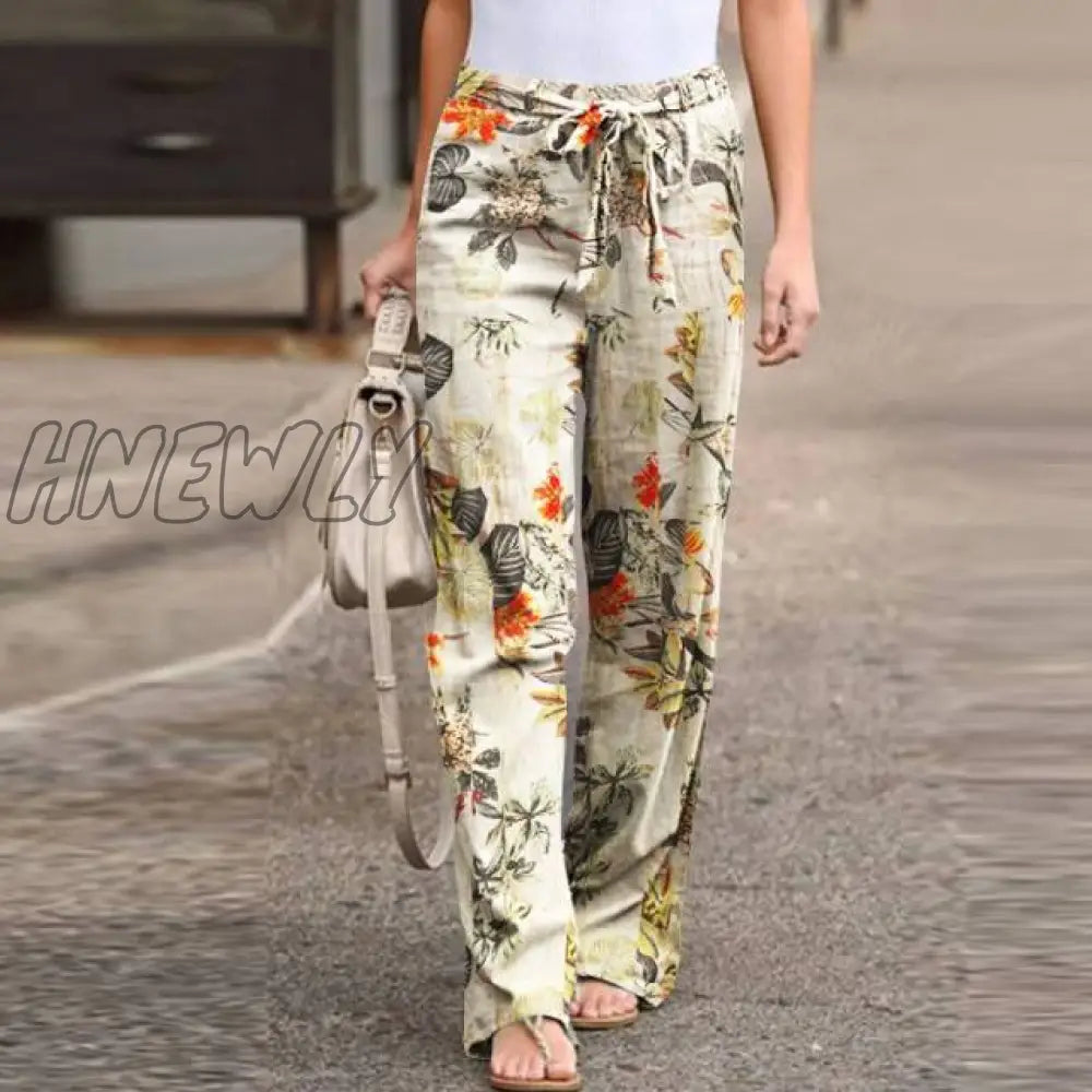 Zanzea Kaftan Spring Pants Women’s Printed Trousers Casual Elastic Waist Pantalon Palazzo Female