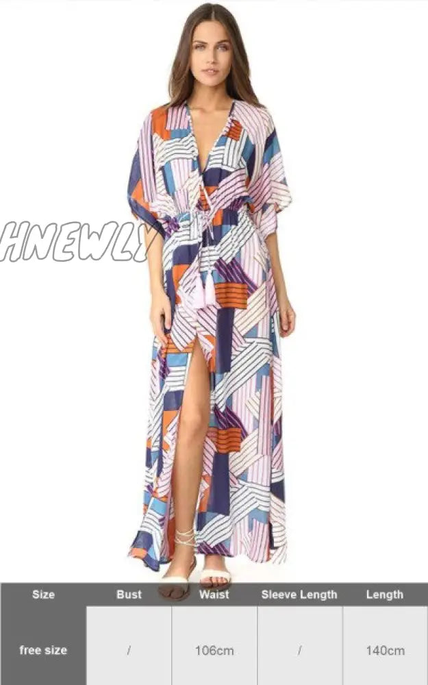 Zebra Snake Print Chiffon Beach Cover Up Tunics For Long Kaftan Beachwear Boho Chic Hippie